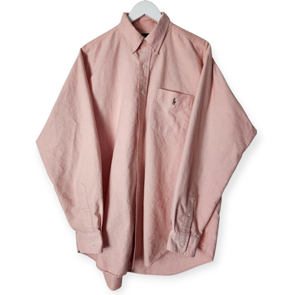 Ralph Lauren 100% Cotton Twill Oxford Button Down Collar Classic Fit Peach XL